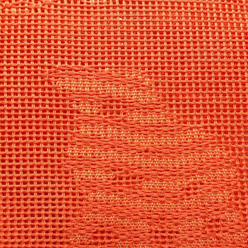 名古屋帯 全通柄 美品 夏用 正絹 木の葉・植物柄 松葉仕立て 橙_画像4