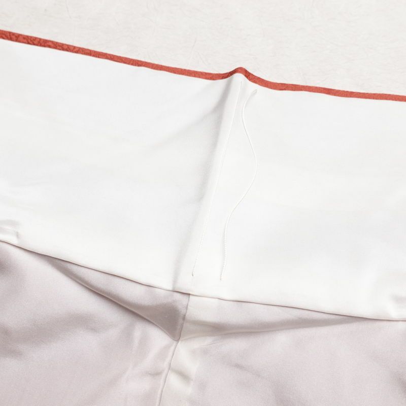 色無地 美品 しつけ糸付き 一つ紋付き 正絹 木の葉・植物柄 袷仕立て 身丈168.5cm 裄丈68cm 着物 赤・朱_画像18