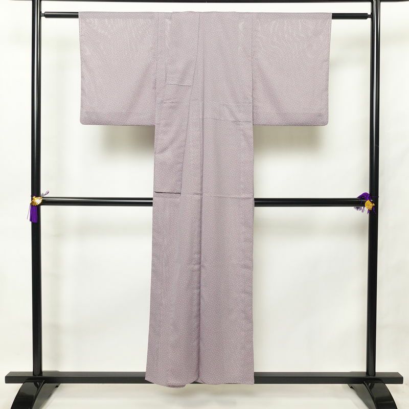 盛夏 絽 良品 夏用 着物 ポリエステル 幾何学柄・抽象柄 単衣仕立て 身丈152.5cm 裄丈63.5cm 紫・藤色_画像2