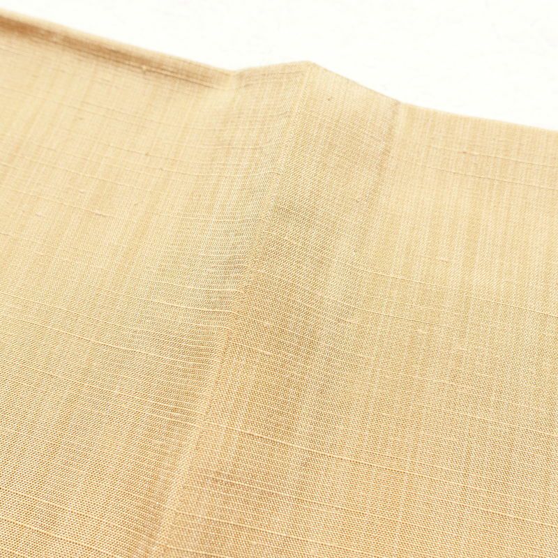 単衣 良品 色無地 紬地 一つ紋付き 正絹 無地 単衣仕立て 身丈156cm 裄丈64cm 紬生地 着物 黄・黄土色_画像14