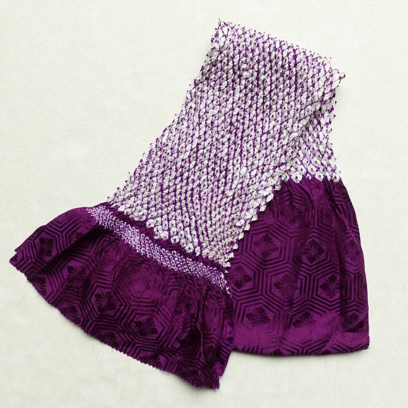 帯揚げ 絞り フォーマル用 正絹 古典柄 紫・藤色_画像1