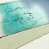 袋帯 太鼓柄 落款入り 良品 紬地 松潭月色涼 一般用 正絹 流水・波柄 緑・うぐいす色_画像11