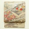 袋帯 六通柄 フォーマル用 正絹 古典柄 菊 刺繍 小豆・エンジ_画像1