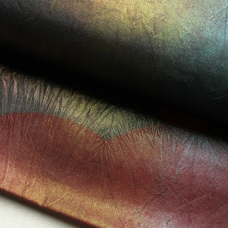 袋帯 六通柄 絞り 一般用 正絹 幾何学柄・抽象柄 小豆・エンジ_画像7