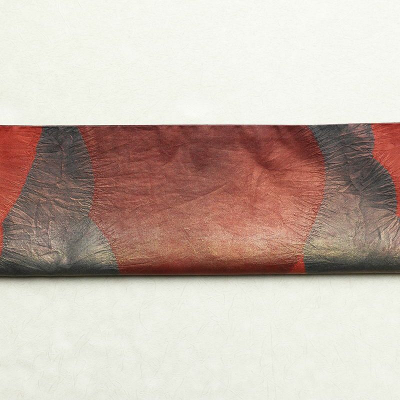 袋帯 六通柄 絞り 一般用 正絹 幾何学柄・抽象柄 小豆・エンジ_画像16