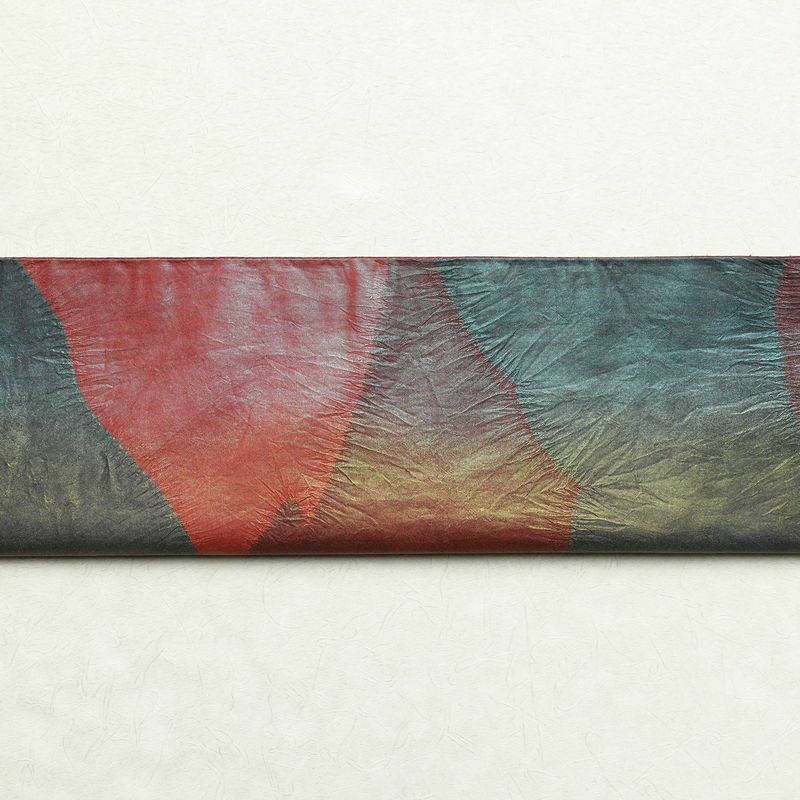 袋帯 六通柄 絞り 一般用 正絹 幾何学柄・抽象柄 小豆・エンジ_画像17