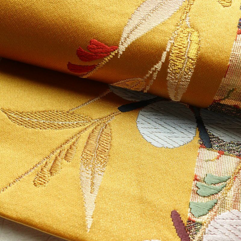 袋帯 六通柄 良品 フォーマル用 正絹 古典柄 刺繍 黄・黄土色_画像8