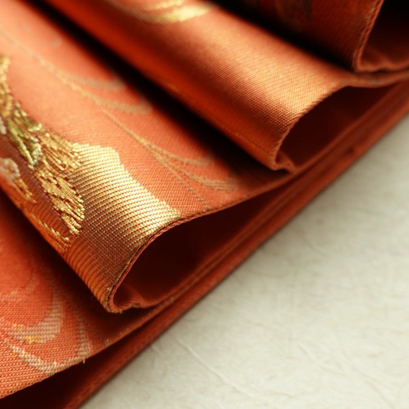 袋帯 六通柄 良品 フォーマル用 正絹 刺繍 花柄 古典柄 橙_画像21