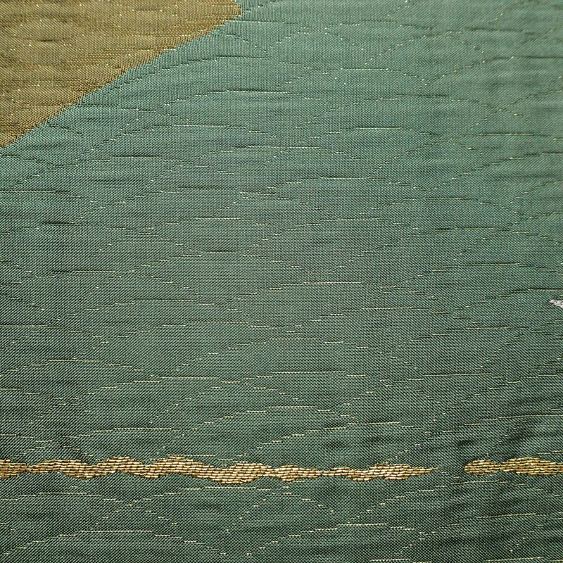 袋帯 六通柄 良品 一般用 正絹 縞柄・線柄 緑・うぐいす色_画像3
