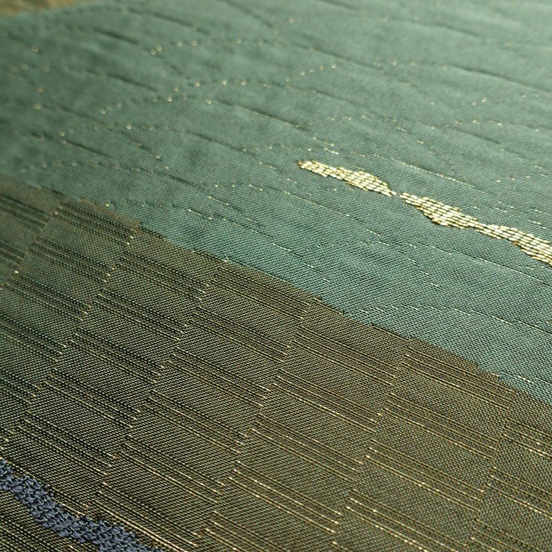 袋帯 六通柄 良品 一般用 正絹 縞柄・線柄 緑・うぐいす色_画像5