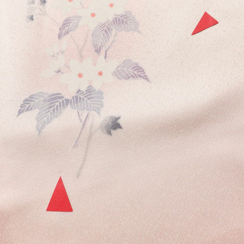 付け下げ しつけ糸付き 正絹 花柄 袷仕立て 身丈158.5cm 裄丈65.5cm 附下 着物 ピンク_画像13