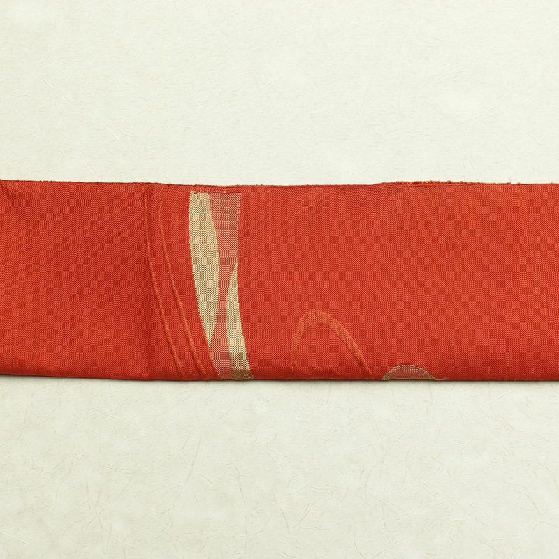 名古屋帯 太鼓柄 正絹 流水・波柄 松葉仕立て 橙_画像13