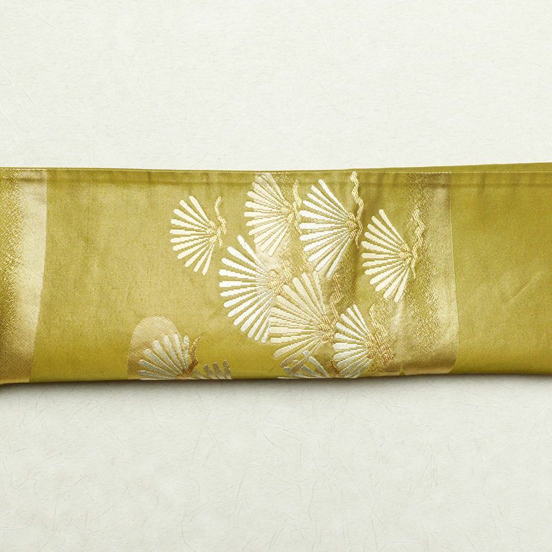 名古屋帯 六通柄 ポリエステル 古典柄 通し仕立て 緑・うぐいす色_画像15