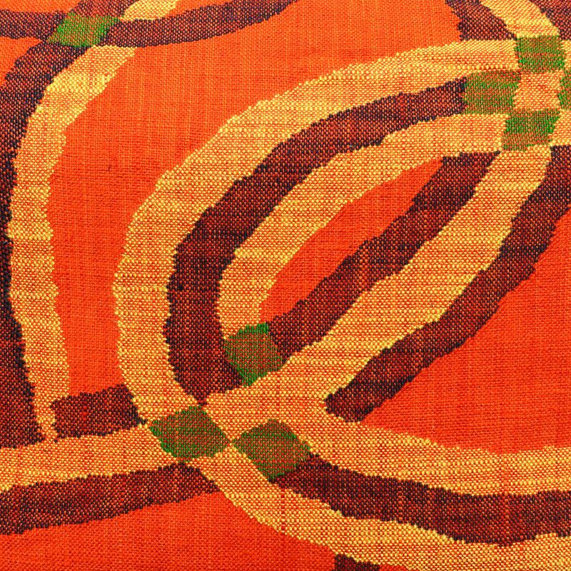 名古屋帯 六通柄 正絹 幾何学柄・抽象柄 松葉仕立て 橙_画像2