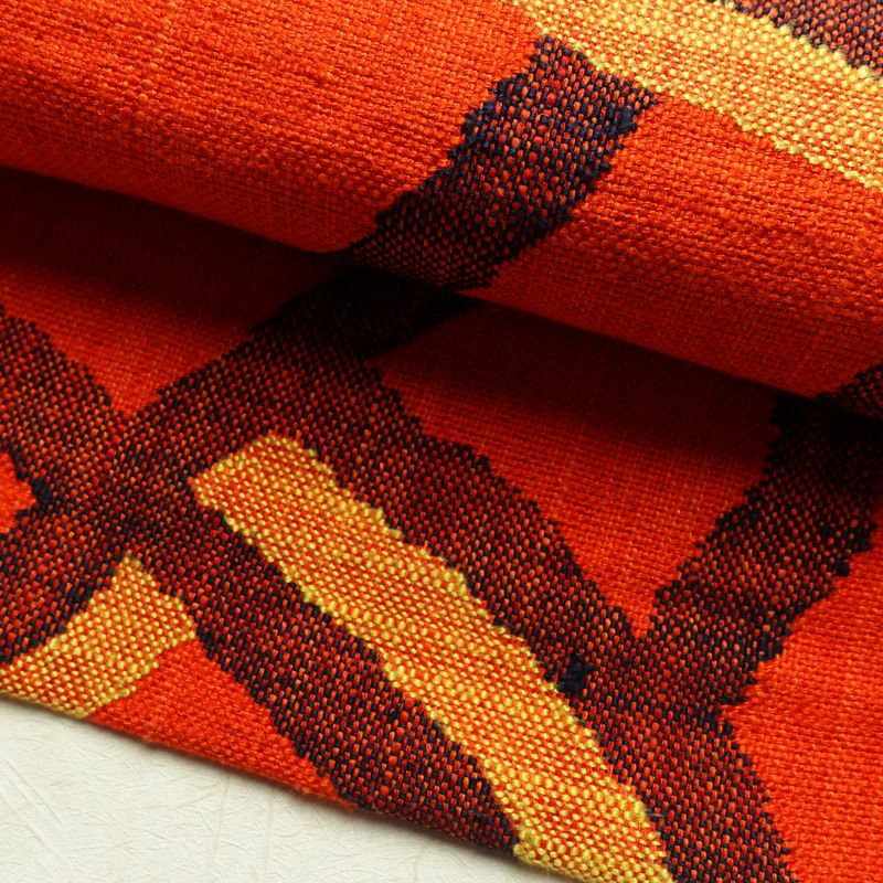 名古屋帯 六通柄 正絹 幾何学柄・抽象柄 松葉仕立て 橙_画像7