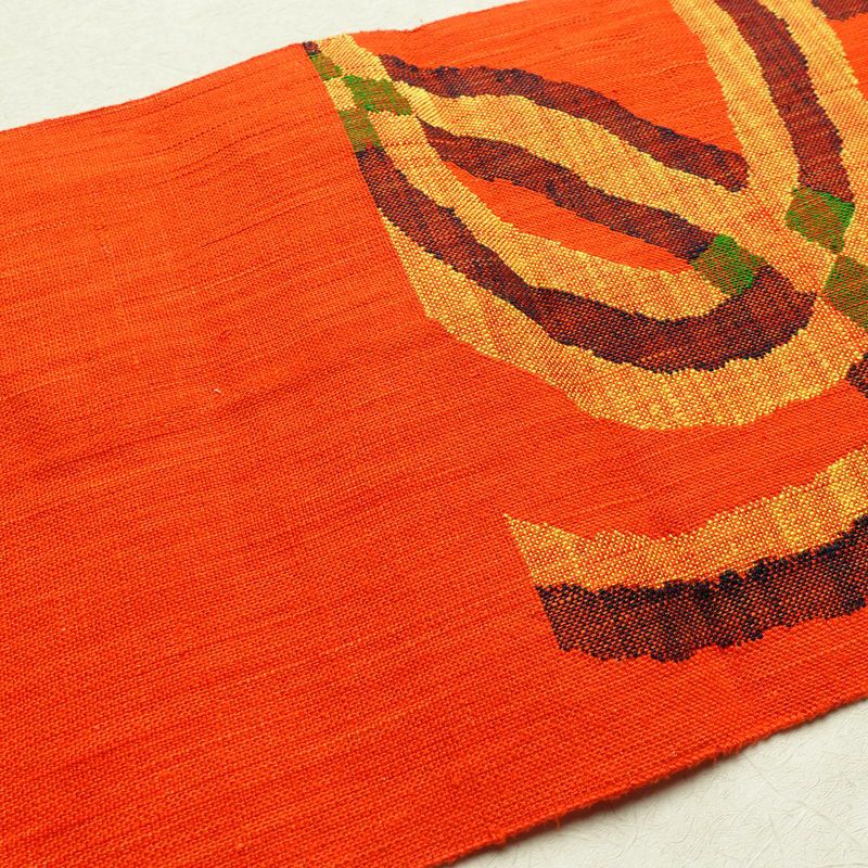 名古屋帯 六通柄 正絹 幾何学柄・抽象柄 松葉仕立て 橙_画像15