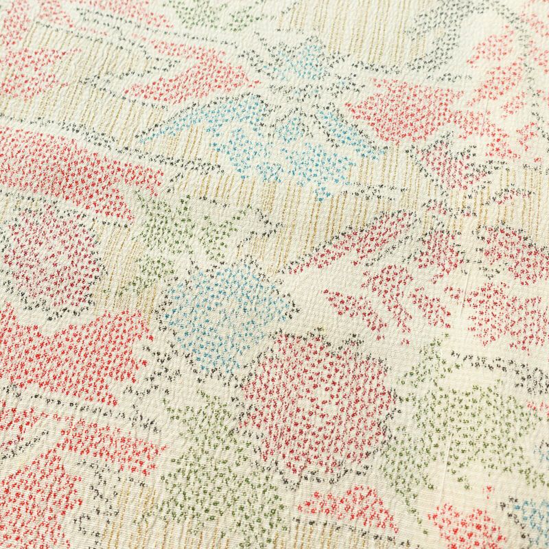 単衣 紬 総柄 正絹 古典柄 単衣仕立て 身丈152.5cm 裄丈62.5cm クリーム_画像6