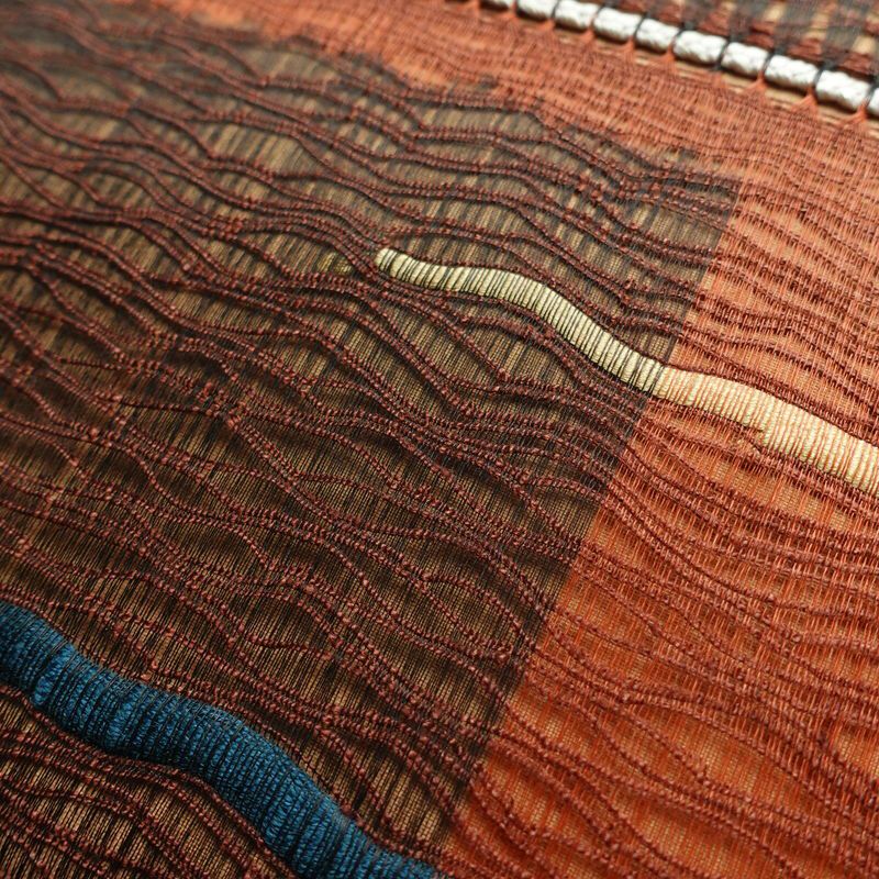 袋帯 太鼓柄 良品 夏用 すくい織 一般用 正絹 幾何学柄・抽象柄 茶_画像7