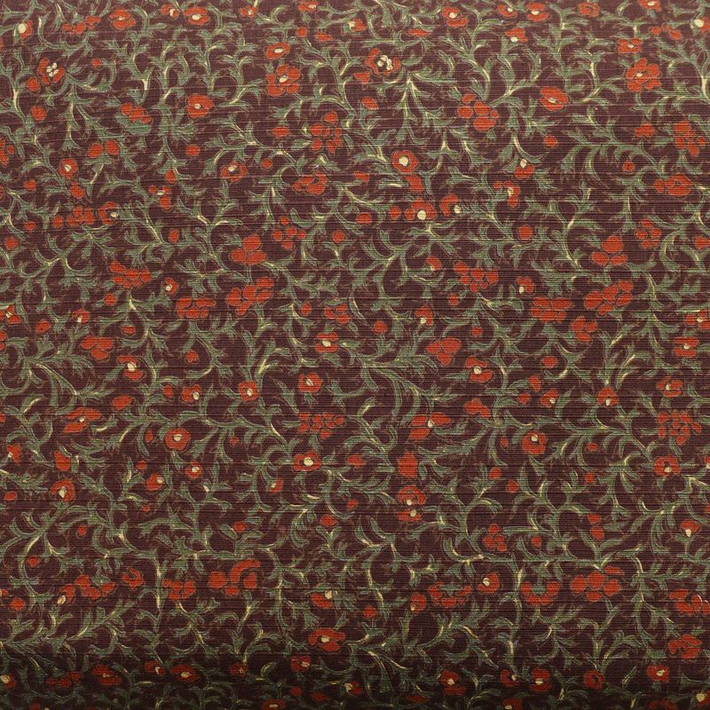 名古屋帯 全通柄 美品 綿 花柄 名古屋仕立て 小豆・エンジ_画像2