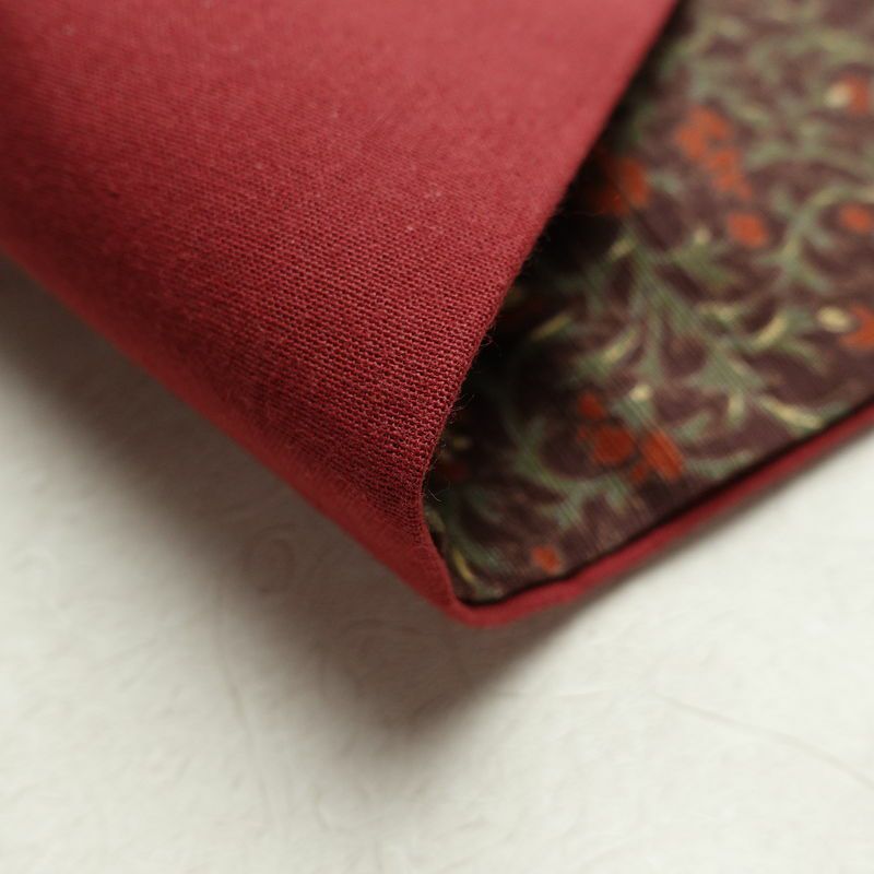 名古屋帯 全通柄 美品 綿 花柄 名古屋仕立て 小豆・エンジ_画像11