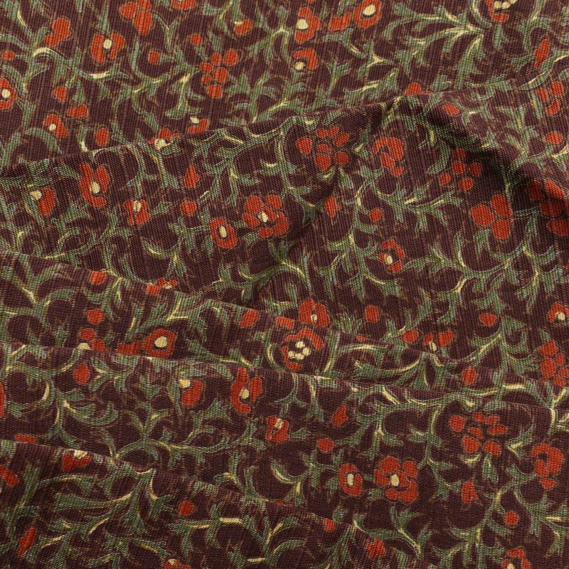 名古屋帯 全通柄 美品 綿 花柄 名古屋仕立て 小豆・エンジ_画像17