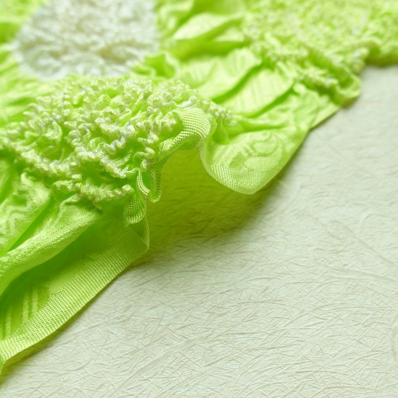 帯揚げ 絞り 正絹 花柄 緑・うぐいす色_画像8