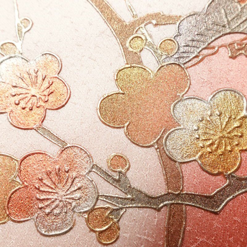 付け下げ 和田光正 落款入り 正絹 古典柄 袷仕立て 身丈168.5cm 裄丈63.5cm 箔 一部しつけ糸付き ピンク_画像14