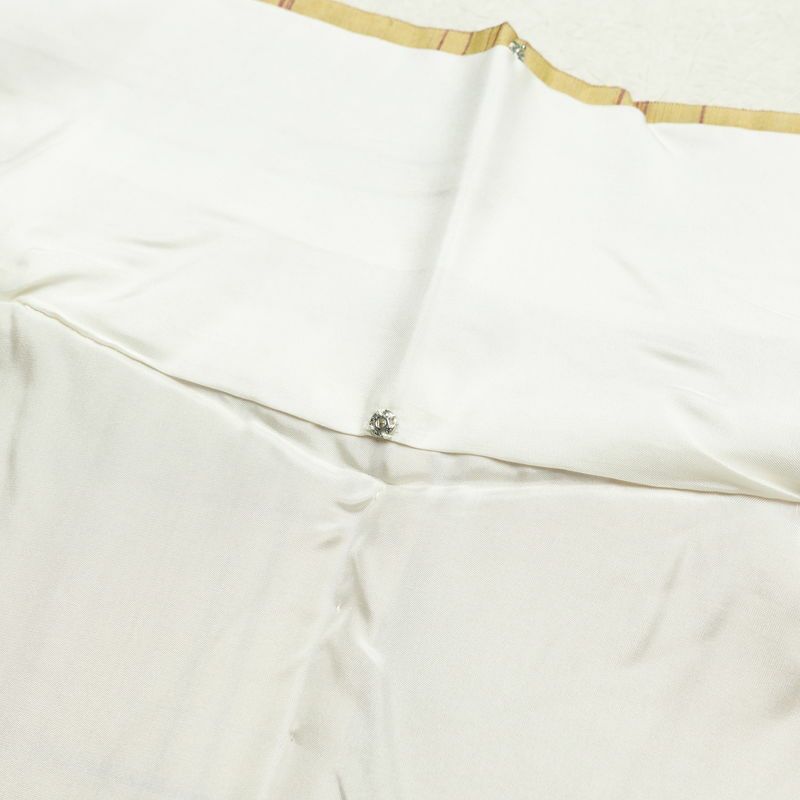 紬 良品 しつけ糸付き 正絹 チェック・格子柄 袷仕立て 身丈174cm 裄丈69.5cm 紬着物 黄・黄土色_画像18