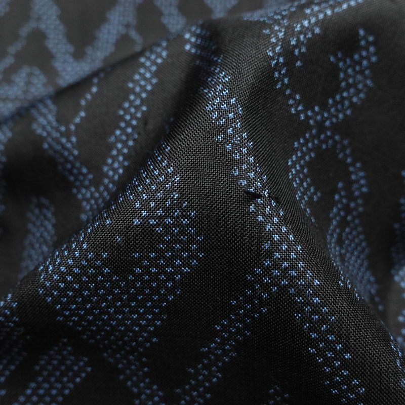 紬 しつけ糸付き 正絹 幾何学柄・抽象柄 袷仕立て 身丈164.5cm 裄丈66.5cm 紬着物 青・紺_画像21