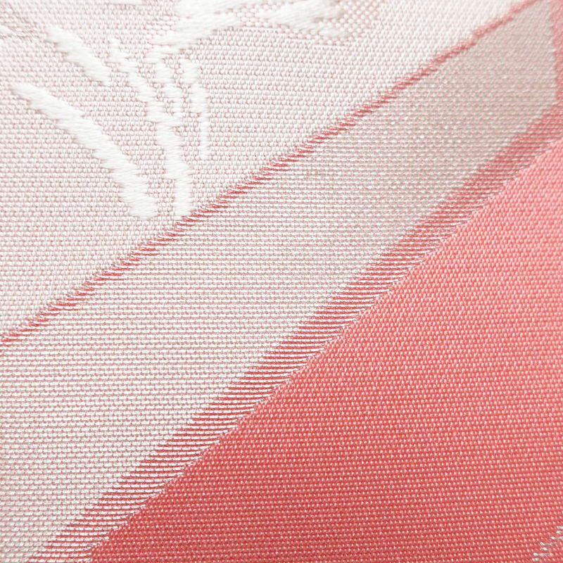 名古屋帯 六通柄 正絹 花柄 名古屋仕立て 一部しつけ糸付き ピンク_画像4