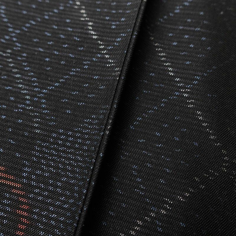 紬 良品 しつけ糸付き 正絹 花柄 袷仕立て 身丈168cm 裄丈65.5cm 紬着物 黒_画像8