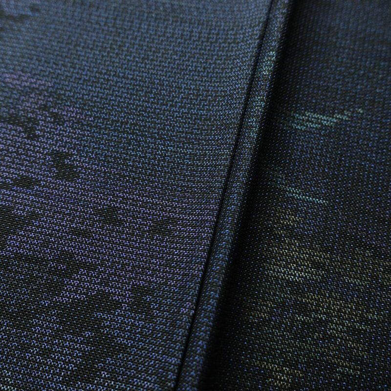 紬 正絹 風景柄 袷仕立て 身丈154.5cm 裄丈67cm 紬着物 青・紺_画像8