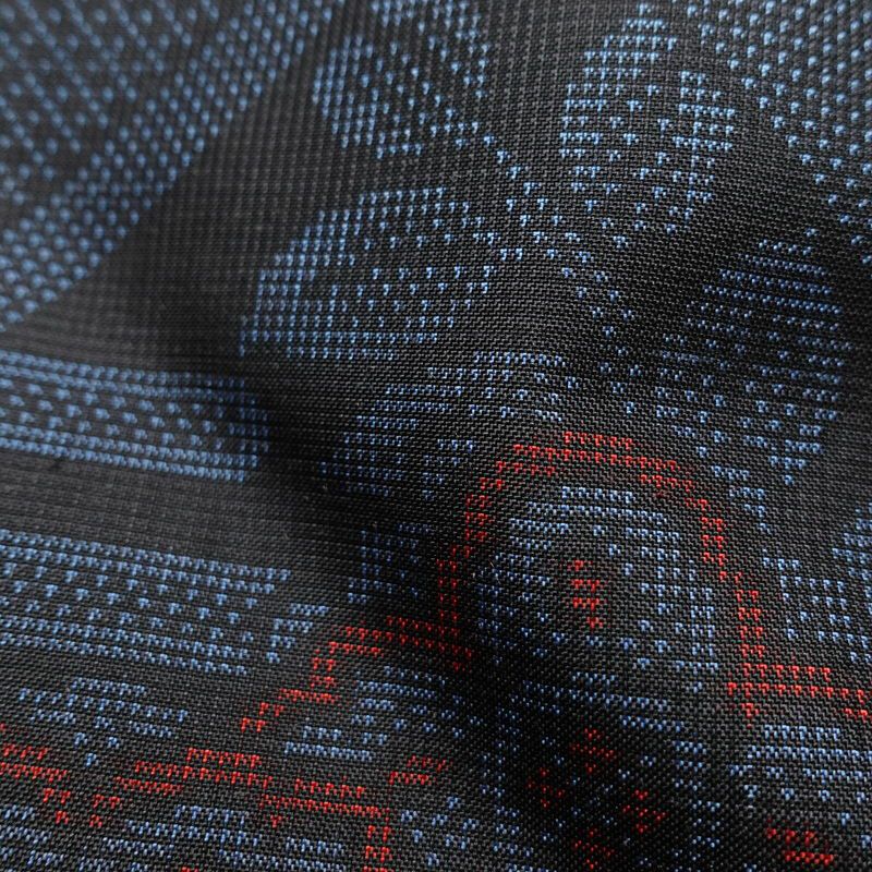 本場大島紬 証紙あり 正絹 花柄 袷仕立て 身丈162cm 裄丈65cm 一部しつけ糸付き 青・紺_画像20