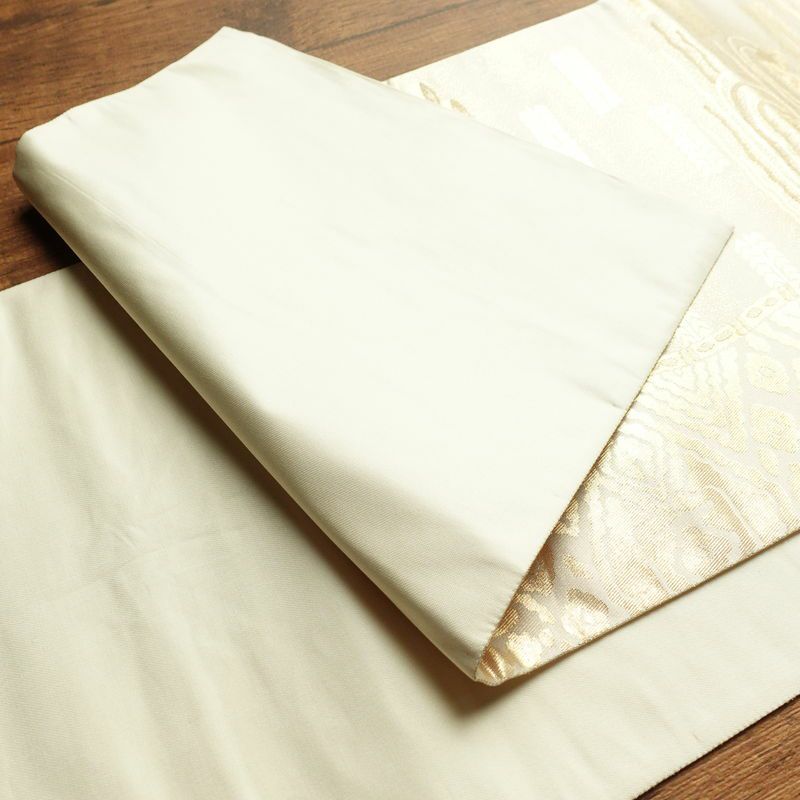 袋帯 六通柄 フォーマル用 正絹 風景柄 箔 ベージュ_画像10