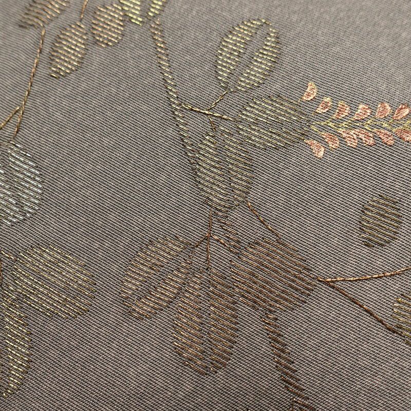 付け下げ 正絹 木の葉・植物柄 袷仕立て 身丈155.5cm 裄丈66cm 箔 共八掛 附下 着物 青・紺_画像8