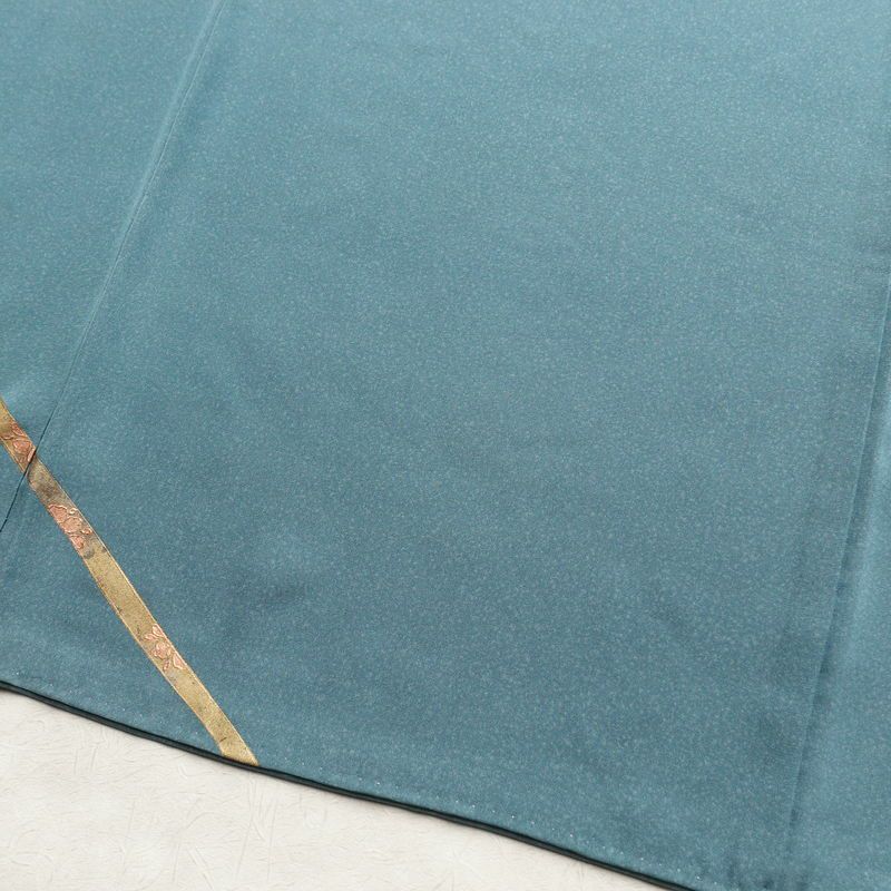 付け下げ 正絹 木の葉・植物柄 袷仕立て 身丈155.5cm 裄丈66cm 箔 共八掛 附下 着物 青・紺_画像11