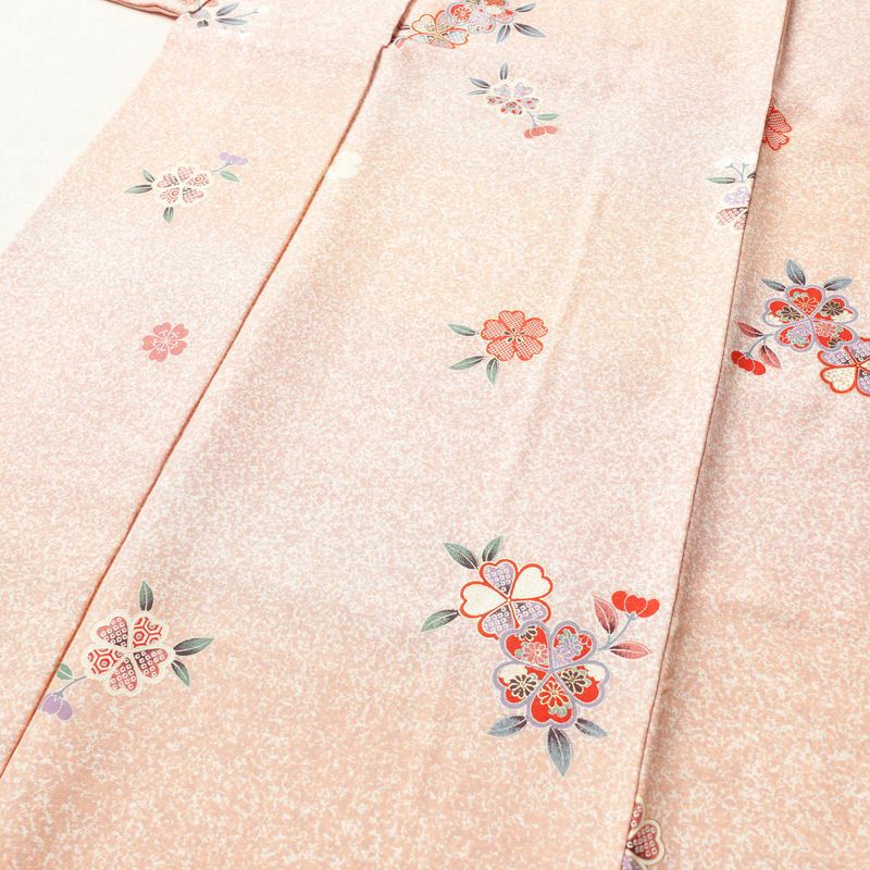 小紋 良品 正絹 花柄 袷仕立て 身丈158.5cm 裄丈63.5cm 金彩 古典 桜 ピンク_画像5