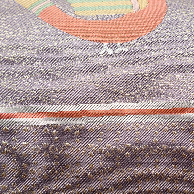 袋帯 六通柄 フォーマル用 正絹 人物・動物柄 紫・藤色_画像6