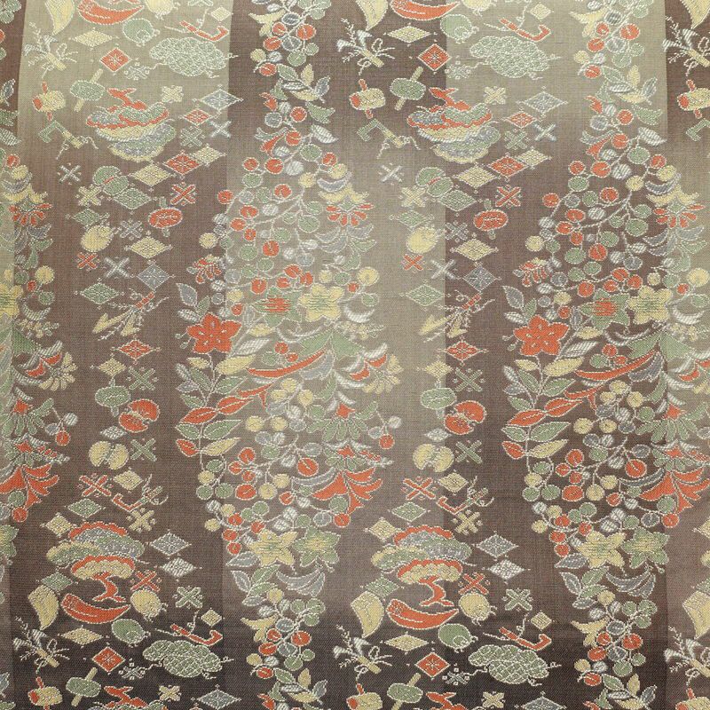 袋帯 全通柄 良品 フォーマル用 正絹 古典柄 茶_画像2