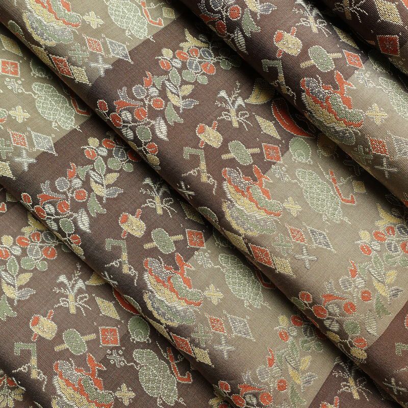 袋帯 全通柄 良品 フォーマル用 正絹 古典柄 茶_画像19