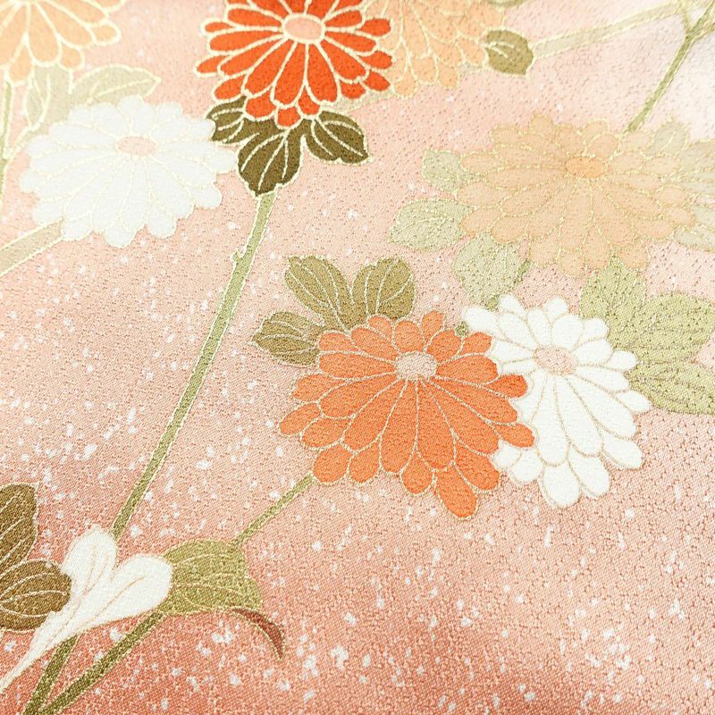 訪問着 正絹 花柄 袷仕立て 身丈164.5cm 裄丈66.5cm 箔 金彩 フォーマル 着物 ベージュ_画像6