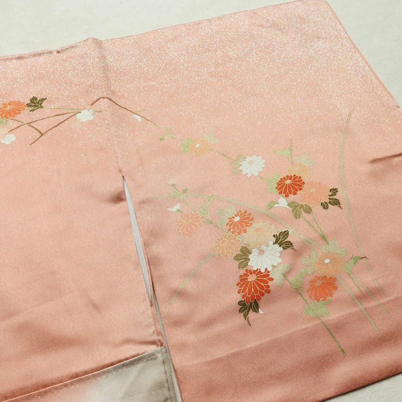訪問着 正絹 花柄 袷仕立て 身丈164.5cm 裄丈66.5cm 箔 金彩 フォーマル 着物 ベージュ_画像16