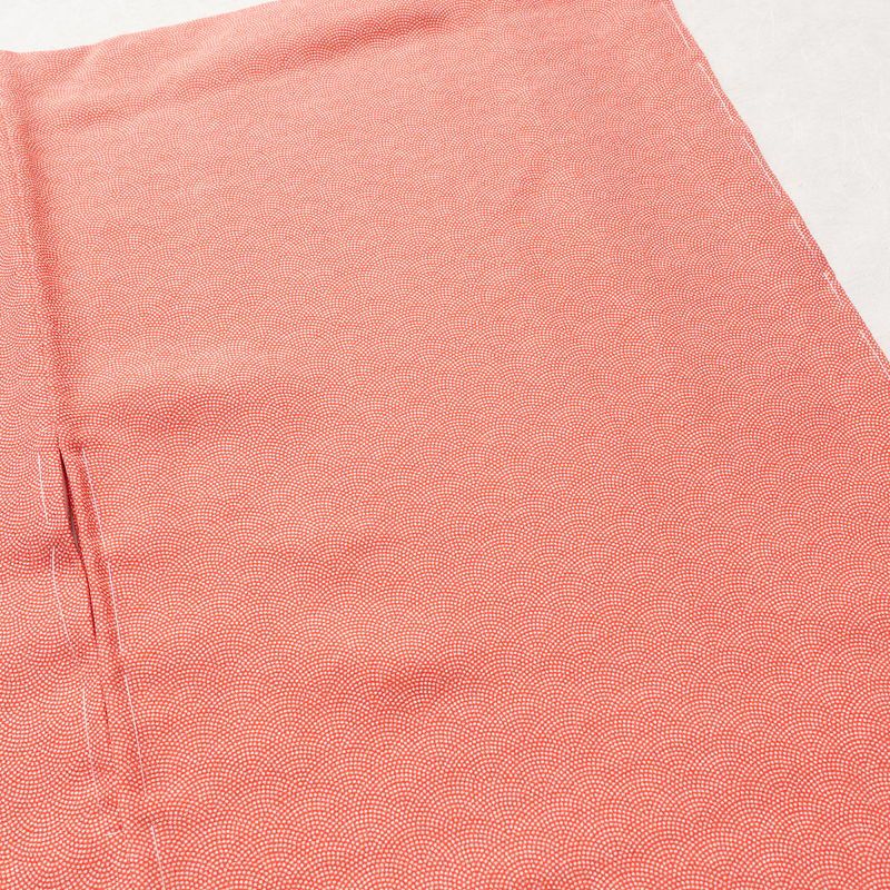 小紋 良品 鮫小紋 しつけ糸付き 正絹 古典柄 袷仕立て 身丈156.5cm 裄丈63.5cm 共八掛 小紋着物 橙_画像11