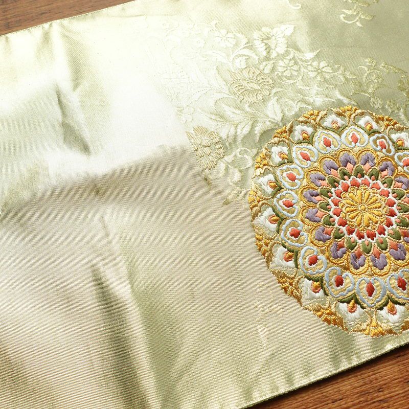 袋帯 六通柄 フォーマル用 正絹 幾何学柄・抽象柄 箔 緑・うぐいす色_画像18