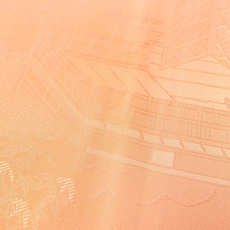 色無地 一つ紋付き 正絹 古典柄 袷仕立て 身丈158.5cm 裄丈65cm 一部しつけ糸付き ぼかし 橙_画像6