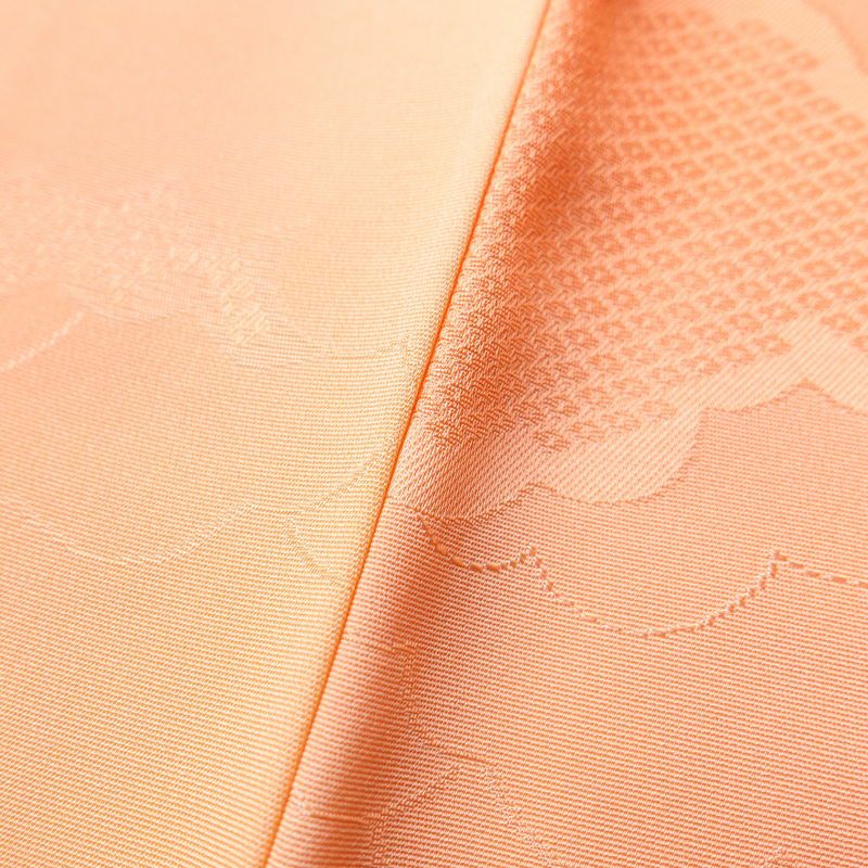 色無地 一つ紋付き 正絹 古典柄 袷仕立て 身丈158.5cm 裄丈65cm 一部しつけ糸付き ぼかし 橙_画像8