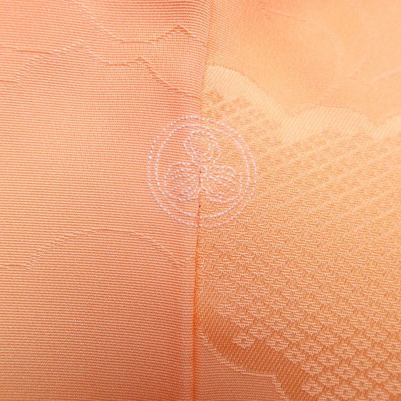 色無地 一つ紋付き 正絹 古典柄 袷仕立て 身丈158.5cm 裄丈65cm 一部しつけ糸付き ぼかし 橙_画像19