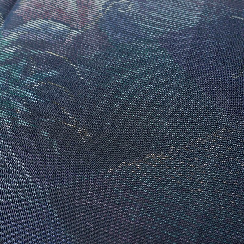 大島紬 良品 証紙あり しつけ糸付き 正絹 蝶・昆虫柄 袷仕立て 身丈163.5cm 裄丈64.5cm 着物 青・紺_画像6