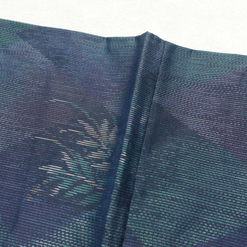 大島紬 良品 証紙あり しつけ糸付き 正絹 蝶・昆虫柄 袷仕立て 身丈163.5cm 裄丈64.5cm 着物 青・紺_画像13