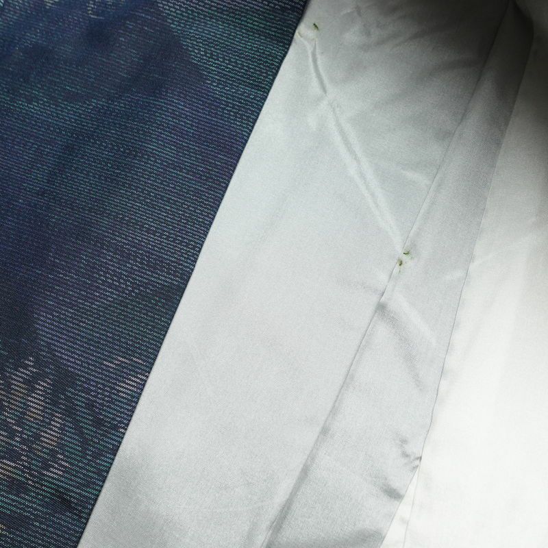 大島紬 良品 証紙あり しつけ糸付き 正絹 蝶・昆虫柄 袷仕立て 身丈163.5cm 裄丈64.5cm 着物 青・紺_画像15